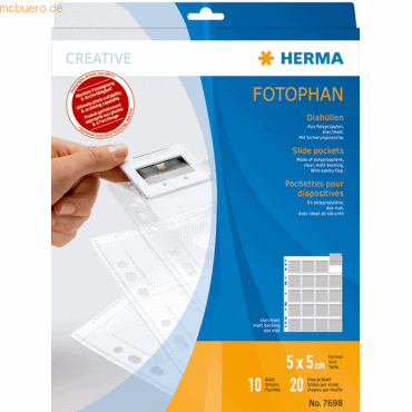 HERMA Diahüllen für KB-Dias mit dünnen Rähmchen 5x5cm klar/matt VE=10 von Herma