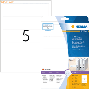 HERMA Einsteckrückenschilder 190x54mm Special A4 VE=125 Stück von Herma