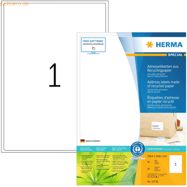 HERMA Etiketten 199,6x289,1mm naturweiß RC A4 VE=80 Blatt von Herma