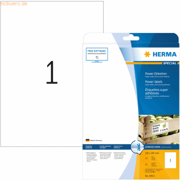 HERMA Etiketten 210x297mm Special A4 Power Etiketten 25 Stück von Herma