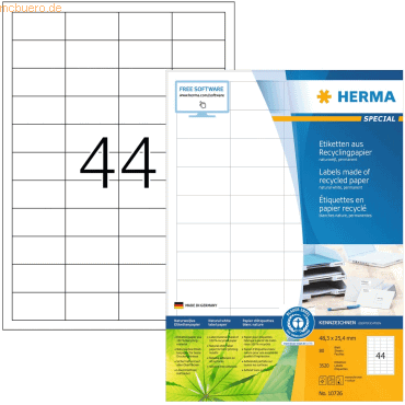 HERMA Etiketten 48,3x25,4mm naturweiß RC A4 VE=80 Blatt von Herma