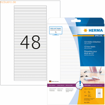 HERMA Etiketten CD-Box weiß 114,3x5,5mm Special A4 von Herma