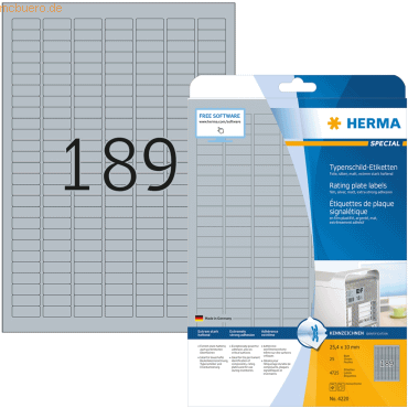 HERMA Etiketten Folie Typenschild silber 25x10mm Special A4 LaserCopy von Herma