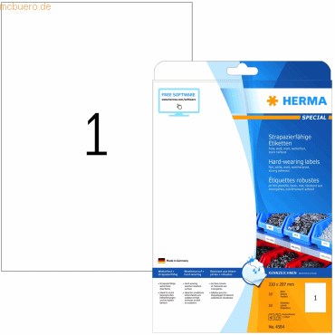 HERMA Etiketten Folie weiß 210x297mm Special A4 LaserCopy VE=10 Stück von Herma