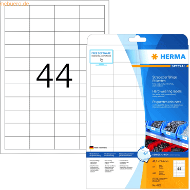 HERMA Etiketten Folie weiß 48,3x25,4mm Special A4 LaserCopy VE=440 Stü von Herma