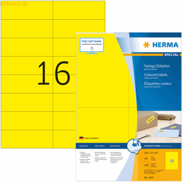 HERMA Etiketten gelb 105x37mm Special A4 VE=1600 Stück von Herma