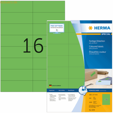 HERMA Etiketten grün 105x37mm Special A4 VE=1600 Stück von Herma