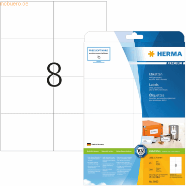 HERMA Etiketten weiß 105x74mm Premium A4 VE=200 Stück von Herma