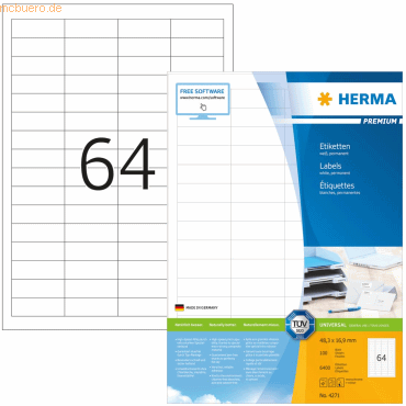 HERMA Etiketten weiß 48,3x16,9mm Premium A4 VE=6400 Stück von Herma