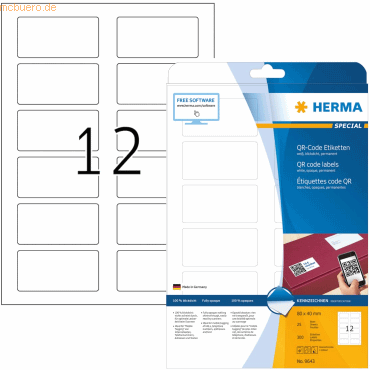 HERMA Etiketten weiß 80x40mm QR-Code deckend A4 VE=300 Stück von Herma