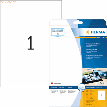 HERMA Etiketten weiß Glossy 210x297mm Special A4 LaserCopy 25 Stück von Herma