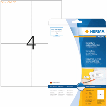 HERMA Etiketten weiß Korrektur/Abdeckband 105x148mm Special A4 von Herma