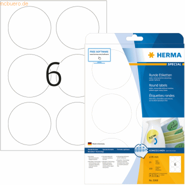 HERMA Etiketten weiß Movables/ablösbar Durchmesser 8,5mm Special A4 VE von Herma