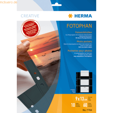 HERMA Fotophan-Sichthüllen 9x13cm quer schwarz VE=10 Hüllen von Herma