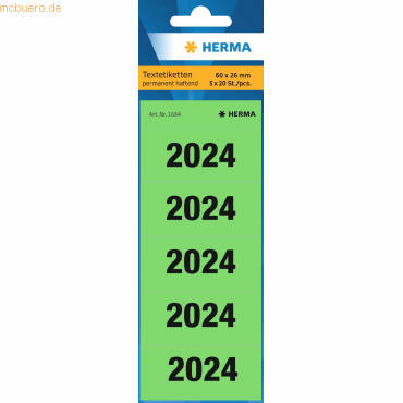 HERMA Inhaltsschild 2024 60x26mm VE=100 Stück grün von Herma