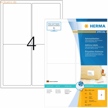 HERMA Inkjet-Etiketten weiß 96x139,7mm Special A4 VE=320 Stück von Herma