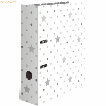 HERMA Motivordner A4 70mm Stars weiß mit grauen Sternen HERMA Motivordner A4 70mm Stars weiß mit grauen Sternen von Herma