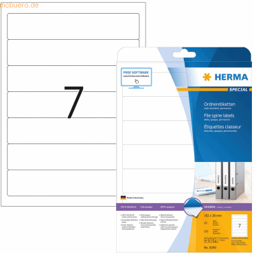 HERMA Ordneretiketten weiß 192x38mm Special A4 VE=175 Stück von Herma