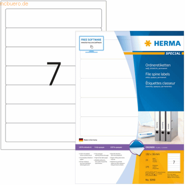 HERMA Ordneretiketten weiß 192x38mm Special A4 VE=700 Stück von Herma