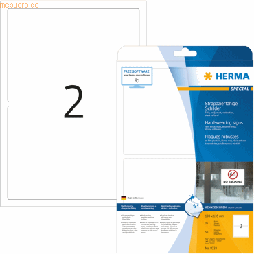 HERMA Schilder strapazierfähig Folie weiß 190x135mm Special A4 LaserCo von Herma