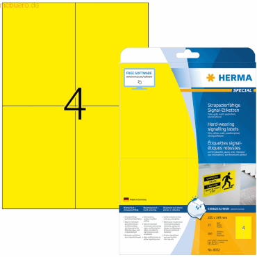 HERMA Signal-Schilder 105x148 mm gelb stark haftend Folie matt wetterf von Herma