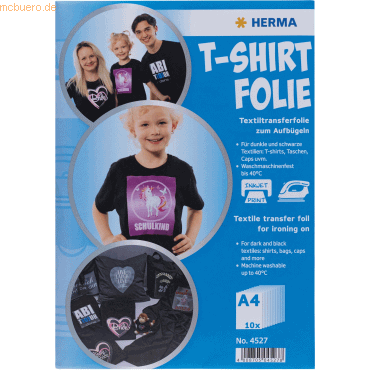 HERMA T-Shirt Folie für dunkle Textilien A4 bedruckbar VE=10 Blatt von Herma