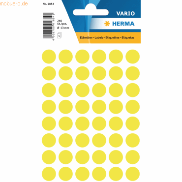 10 x HERMA Vielzweck-Etiketten 13mm leuchtgelb VE=240 Stück von Herma