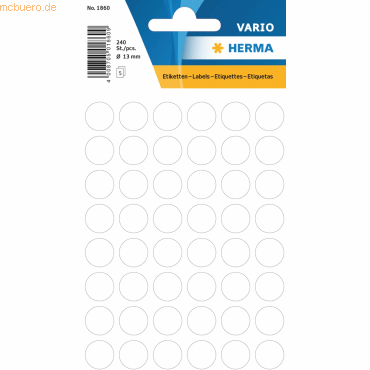 10 x HERMA Vielzweck-Etiketten 13mm weiß VE=240 Stück von Herma