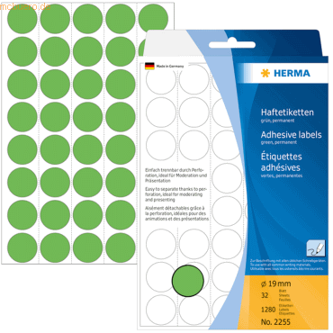 HERMA Vielzweck-Etiketten 19mm grün VE=1280 Stück von Herma