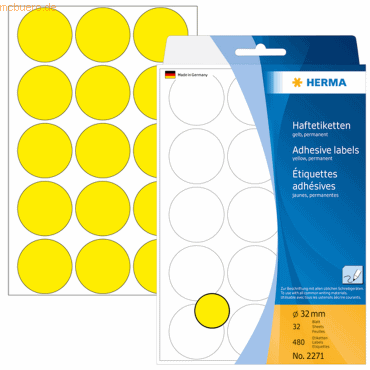 HERMA Vielzweck-Etiketten 32mm gelb VE=480 Stück von Herma