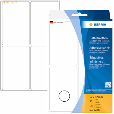 HERMA Vielzweck-Etiketten 52x82mm weiß VE=128 Stück von Herma