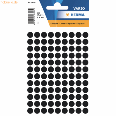 10 x HERMA Vielzweck-Etiketten 8mm schwarz VE=540 Stück von Herma