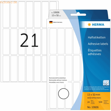 HERMA Vielzwecketikett 13x50mm ablösbar weiß VE=504 Etiketten von Herma