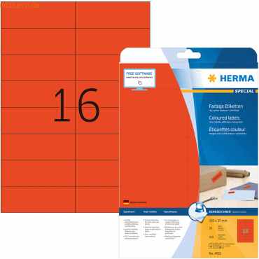 Herma Etiketten 105x37 mm rot ablösbar Papier matt VE= 320 Stück von Herma