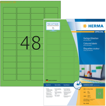 Herma Etiketten 45,7x21,2 mm grün Papier matt VE= 4800 Stück von Herma