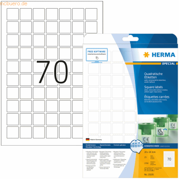 Herma Etiketten weiß quadratisch 24x24mm Movables ablösbar Special VE= von Herma