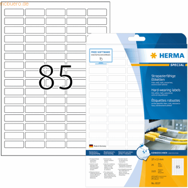 Herma Folien-Etiketten weiß matt 37x13mm A4 stark haftend wetterfest V von Herma