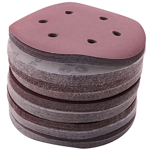 Hermosiey 150 Mm Schleifen Scheibe, 6 Klett Schleifen Pads, 100 StüCke Schleifen Papier Satz Verschiedene KöRnungen für Exzenter Schleifer von Hermosiey