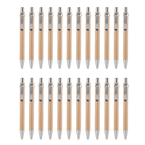 Hermosiey 24 StüCk Bambus Einziehbar Druckkugelschreiber Stift Schwarze Tinte 1 Mm BüRo Artikel Kugelschreiber Bambus Kugelschreiber Stift Kugelschreiber Stift von Hermosiey