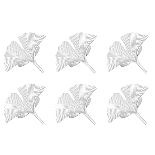 Hermosiey 6Er-Set, Aus Ginkgo-Blatt, Hochzeit, Silberne Serviettenschnalle für Thanksgiving-Tischdekoration von Hermosiey