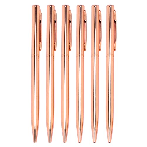 Hermosiey Slim Metallisch Druck Kugelschreiber - Rose Gold, SchöNes Geschenk für GleichmäßIge BüRo Studenten Lehrer Hochzeit Weihnachten, Medium Point (1 Mm) 6 Pack Schwarze Tinte von Hermosiey