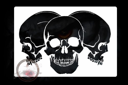 Herterich Products Airbrush Schablone Totenköpfe Skull Group Stencil | Hochwertige Mylarfolie | Lösemittelbeständig | Tattoo und Graffiti Vorlage von Herterich Products