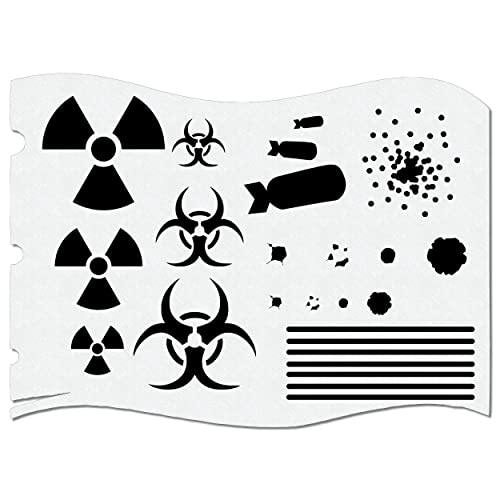 Herterich Products Airbrush Schablone für Weltuntergang Biohazard Bomb | Tattoo und Graffiti Stencil Vorlage | Präzises Gefahren-Design | Wiederverwendbar und Lösemittelresistent von Herterich Products