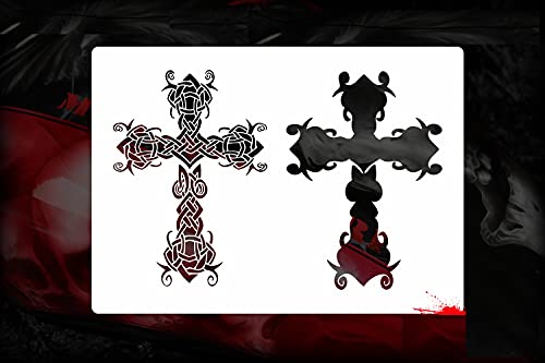 Herterich Products Airbrush Schablone Keltisches Kreuz | Celtic Cross Stencil | Wiederverwendbar & Lösungsmittelresistent | Mylar 0,1-0,2 cm | Für Graffiti, Tattoos, Sprays & Airbrush von Herterich Products