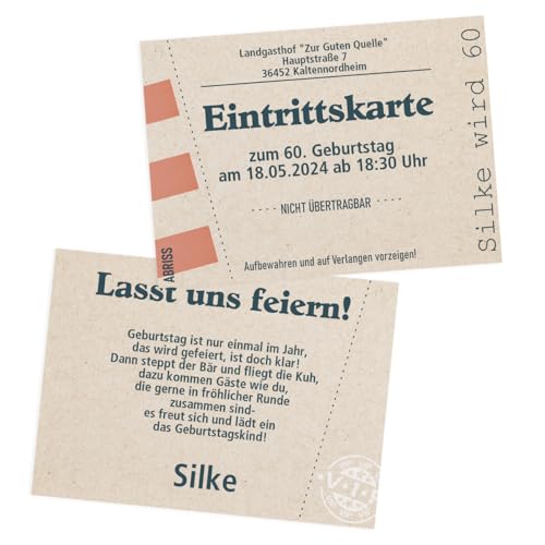 Herz & Heim® 12 Einladungskarten zum Geburtstag im Postkartenformat selber gestalten (Eintrittskarte) von Herz & Heim