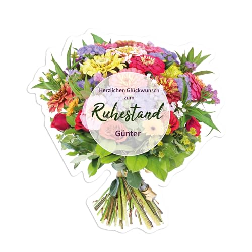 Herz & Heim® Große Klappkarte Blumenstrauß mit persönlichem Namen für besondere Anlässe z.B. Geburtstag, Rente (Ruhestand) von Herz & Heim