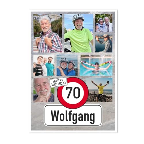 Herz & Heim® XXL Klappkarte zum Geburtstag mit Verkehrszeichen Motiv und 9 Fotos personalisiert von Herz & Heim