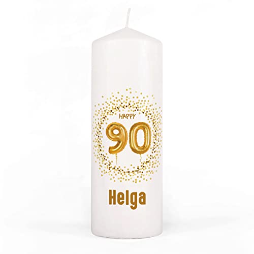 Herz & Heim® personalisierte Geburtstagskerze zum runden Geburtstag mit Wunschnamen 90. Geburtstag von Herz & Heim