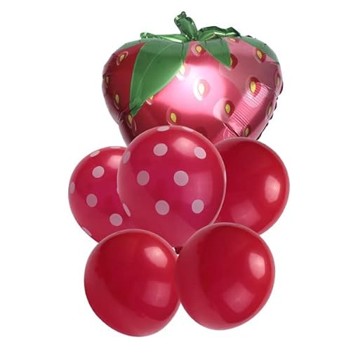 Hethlif 16 StüCke Erdbeer Ballons Obst Jumbo Folie Mylar Ballons Erdbeer Thema Geburtstag Feier Dekoration für Baby von Hethlif