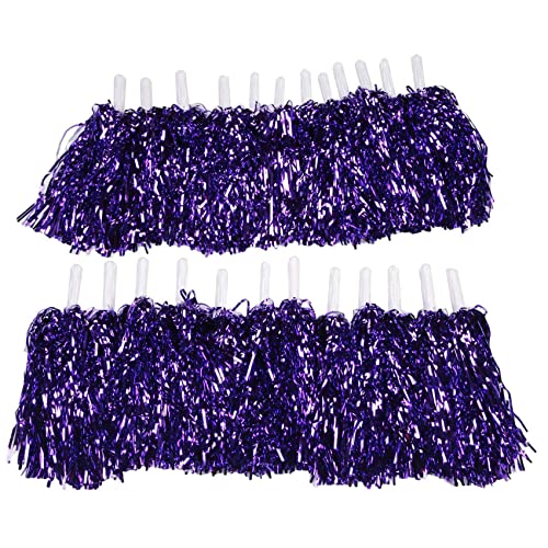 Hethlif 24 StüCk Cheerleading Pom Poms Metallfolie Cheer Pom Poms mit Kunststoffgriff für Erwachsene Kinder Cheerleader Lila von Hethlif